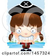 Poster, Art Print Of 3d Mad White Girl Pirate Over Strokes