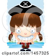 Poster, Art Print Of 3d Grinning White Girl Pirate Over Strokes