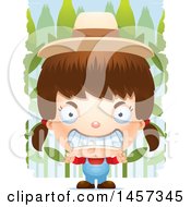 Clipart Of A 3d Mad White Girl Farmer Over Crops Royalty Free Vector Illustration