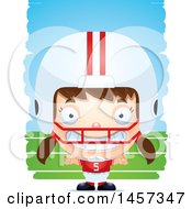 Poster, Art Print Of 3d Grinning White Girl Football Player Over Strokes