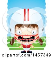 Poster, Art Print Of 3d Happy White Girl Football Player Over Strokes