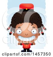 Clipart Of A 3d Grinning Black Girl Over Strokes Royalty Free Vector Illustration