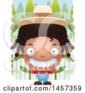 Clipart Of A 3d Grinning Black Girl Over A Crop Royalty Free Vector Illustration
