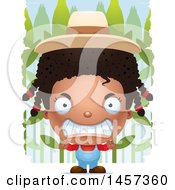 Clipart Of A 3d Mad Black Girl Over A Crop Royalty Free Vector Illustration