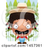 Clipart Of A 3d Happy Black Girl Over A Crop Royalty Free Vector Illustration