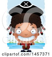 Poster, Art Print Of 3d Grinning Black Girl Pirate Over Strokes