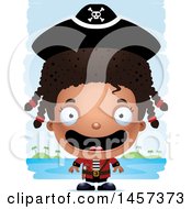 Poster, Art Print Of 3d Happy Black Girl Pirate Over Strokes