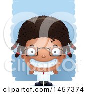Clipart Of A 3d Grinning Black Girl Scientist Over Strokes Royalty Free Vector Illustration