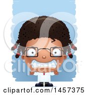 Clipart Of A 3d Mad Black Girl Scientist Over Strokes Royalty Free Vector Illustration