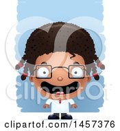 Clipart Of A 3d Happy Black Girl Scientist Over Strokes Royalty Free Vector Illustration