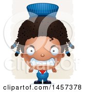 Clipart Of A 3d Mad Black Girl Train Engineer Over Strokes Royalty Free Vector Illustration