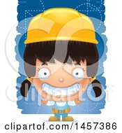 Poster, Art Print Of 3d Grinning Hispanic Girl Builder Over Blue