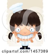 Clipart Of A 3d Grinning Hispanic Girl Chef Over Strokes Royalty Free Vector Illustration