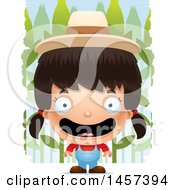Poster, Art Print Of 3d Happy Hispanic Girl Farmer Over A Crop