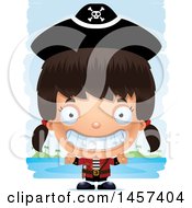 Poster, Art Print Of 3d Grinning Hispanic Girl Pirate Over Strokes