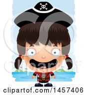 Poster, Art Print Of 3d Happy Hispanic Girl Pirate Over Strokes