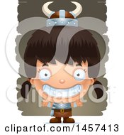 Poster, Art Print Of 3d Grinning Hispanic Girl Viking Over Strokes
