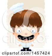 Poster, Art Print Of 3d Happy White Boy Chef Over Strokes