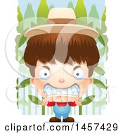 Poster, Art Print Of 3d Mad White Boy Farmer Over A Crop