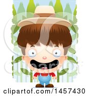 Poster, Art Print Of 3d Happy White Boy Farmer Over A Crop