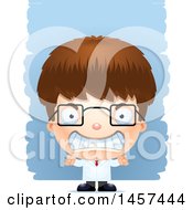 Poster, Art Print Of 3d Mad White Boy Scientist Over Strokes