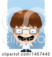 Poster, Art Print Of 3d Happy White Boy Scientist Over Strokes