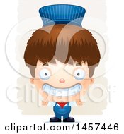 Poster, Art Print Of 3d Grinning White Boy Train Engineer Over Strokes
