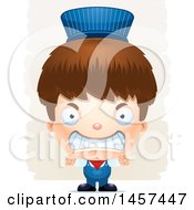 Poster, Art Print Of 3d Mad White Boy Train Engineer Over Strokes