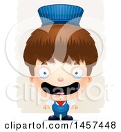 Poster, Art Print Of 3d Happy White Boy Train Engineer Over Strokes
