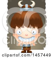 Poster, Art Print Of 3d Grinning White Boy Viking Over Strokes