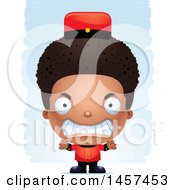 Clipart Of A 3d Mad Black Boy Bellhop Over Strokes Royalty Free Vector Illustration by Cory Thoman