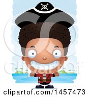Poster, Art Print Of 3d Grinning Black Boy Pirate Over Strokes