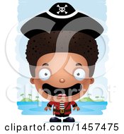 Poster, Art Print Of 3d Happy Black Boy Pirate Over Strokes