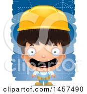 Poster, Art Print Of 3d Happy Hispanic Boy Builder Over Blue