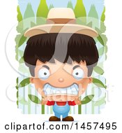 Poster, Art Print Of 3d Mad Hispanic Boy Farmer Over A Crop