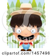 Poster, Art Print Of 3d Happy Hispanic Boy Farmer Over A Crop