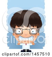 Clipart Of A 3d Mad Hispanic Boy Scientist Over Strokes Royalty Free Vector Illustration