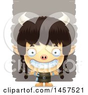 Poster, Art Print Of 3d Grinning Ogre Girl Over Strokes