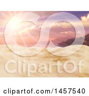 Poster, Art Print Of 3d Sunset Sky With Ray Shining Over Sand
