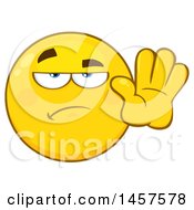 Clipart Of A Cartoon Emoji Smiley Face Gesturing Stop Royalty Free Vector Illustration by Hit Toon
