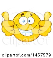 Clipart Of A Cartoon Emoji Smiley Face Giving Two Thumbs Up Royalty Free Vector Illustration