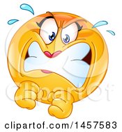 Clipart Of A Furious Female Yellow Emoji Smiley Face Royalty Free Vector Illustration
