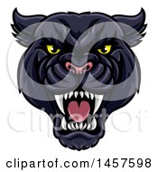 Poster, Art Print Of Vicious Roaring Black Panther Mascot Head