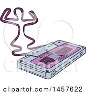 Clipart Of A Purple Labeled Cassette Tape With The Tape Forming A Dancing Man Royalty Free Vector Illustration