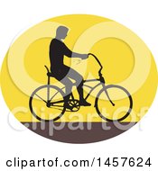 Poster, Art Print Of Retro Silhouetted Man Riding An Easy Rider Bicycle In An Oval