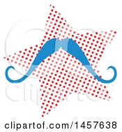 Clipart Of A Pop Art Mustache Over A Halftone Star Royalty Free Vector Illustration by Cherie Reve