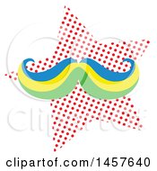 Poster, Art Print Of Pop Art Mustache Over A Halftone Star
