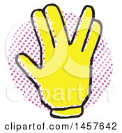Poster, Art Print Of Pop Art Styled Yellow Victory Hand Over A Halftone Circle