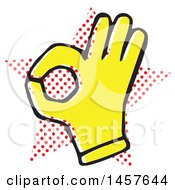 Poster, Art Print Of Pop Art Styled Yellow Ok Hand Over A Halftone Star