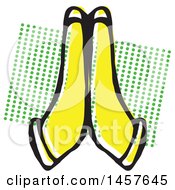 Clipart Of Pop Art Styled Yellow Praying Hands Over A Halftone Rectangle Royalty Free Vector Illustration